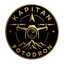 Kapitan FotoDron — logo z dronem i obiektywem