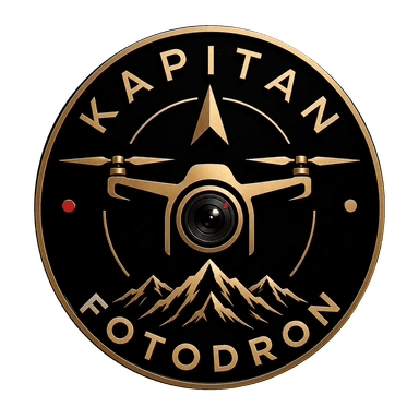 Kapitan FotoDron — logo z dronem i obiektywem