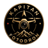 Kapitan FotoDron — logo z dronem i obiektywem